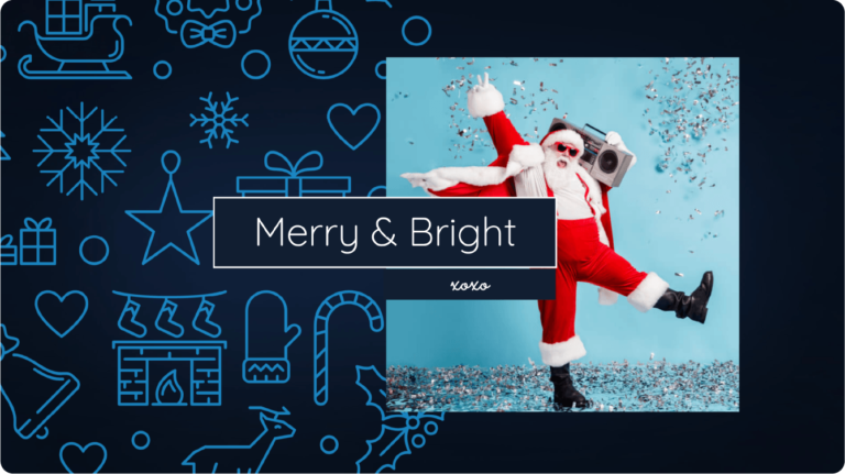 Dancing Santa with boombox, 'Merry & Bright' digital album cover.